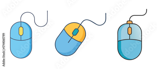 Illustration of computer mouse, a pointing device used to interact with a graphical user interface on a computer