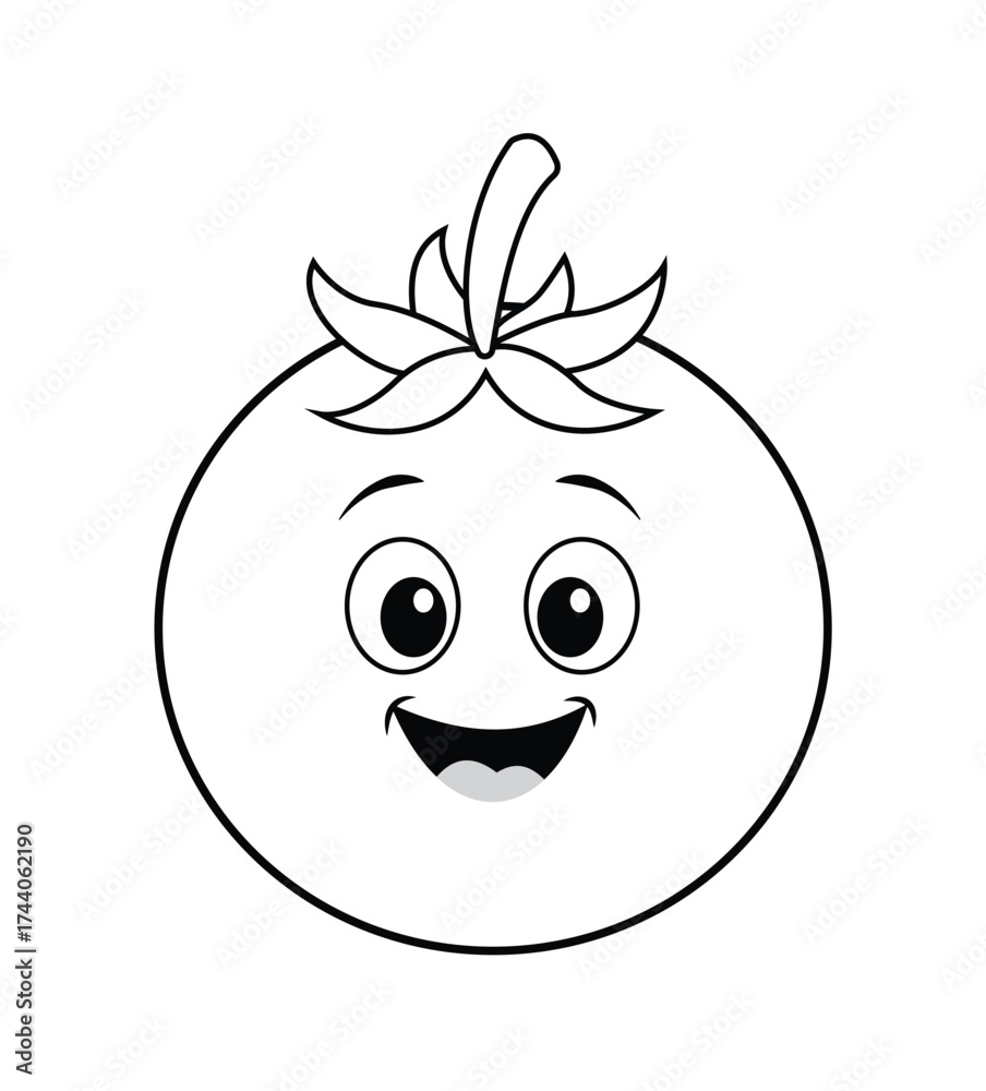 Fototapeta premium Cute Tomato Coloring Page for Kids