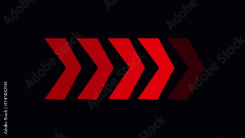 glowing neon Arrow sci fi action looped animation right direction sign on black background