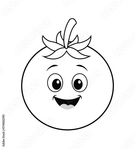 Cute Tomato Coloring Page for Kids
