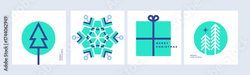 Merry Christmas and Happy New Year. Vector illustration templates for holiday greeting card, background, website and social media banner, marketing material.