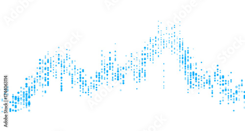 Abstract dotted financial graph chart sparkling background. Vector minimal tech design