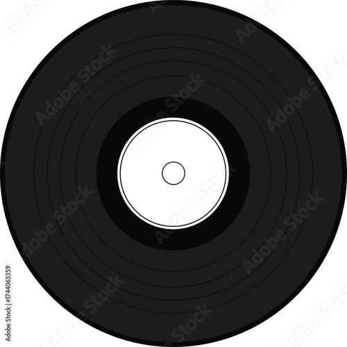 Classic vinyl record disc vector illustration for music and retro themes eps transparent background