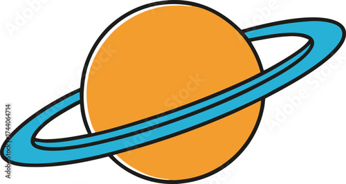 Stylized saturn planet illustration with glowing rings elegant cosmic vector graphic transparent background