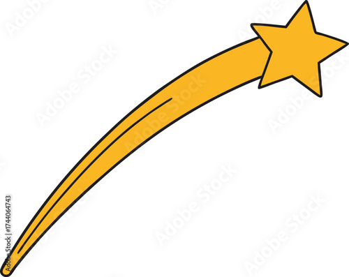 Glowing shooting star streak vector illustration cosmic event celestial body sparkle transparent background