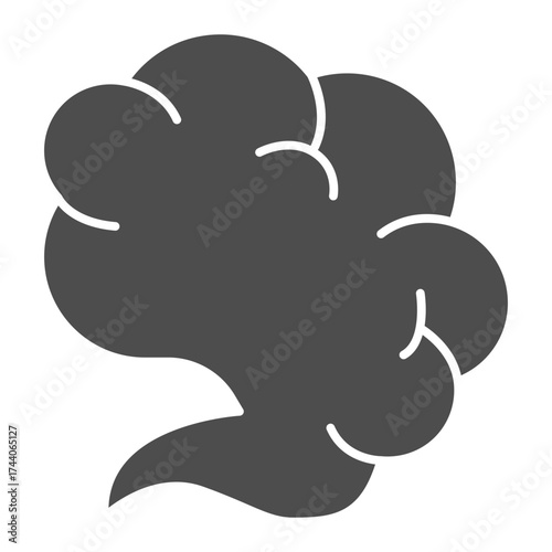 Tobacco smoke or vapor solid icon, vaping concept. Vector graphics. Smoke sign on white background, glyph style icon for mobile or web design.