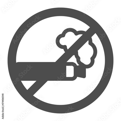 Vaping device ban solid icon, dangers of smoking concept. Vector graphics. Prohibited item sign on white background, glyph style icon for mobile or web design.