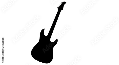 Electric guitar silhouette for music design isolated PNG with Transparent Background