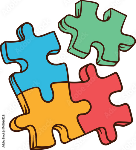 Game Board Puzzle Together Pieces Jigsaw Cartoon