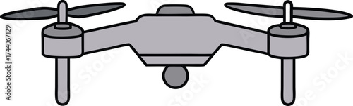 Modern grey drone quadcopter aerial flying view vector illustration scalable icon transparent background