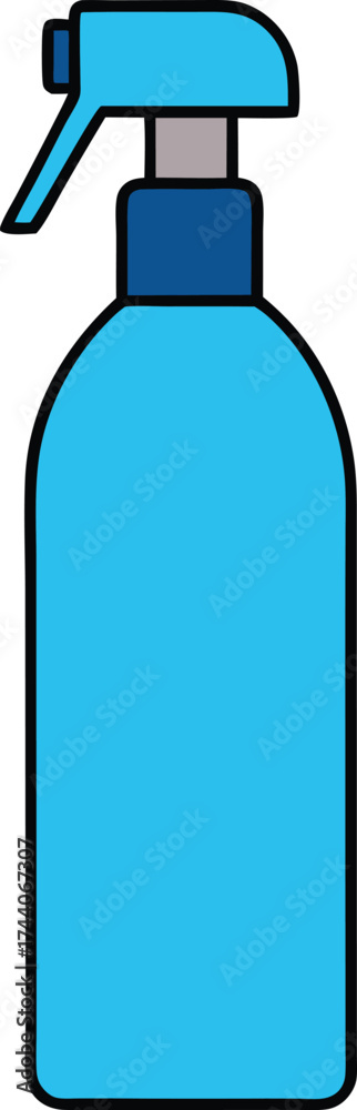 Obraz premium Light blue spray bottle with dark cap vector illustration scalable icon for cleaning and hygiene transparent background