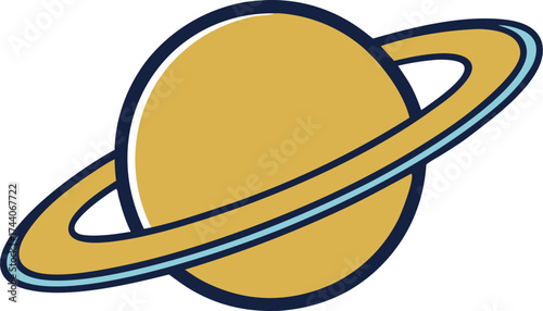 Stylized saturn planet illustration with prominent rings isolated on a clean background vector graphic transparent background