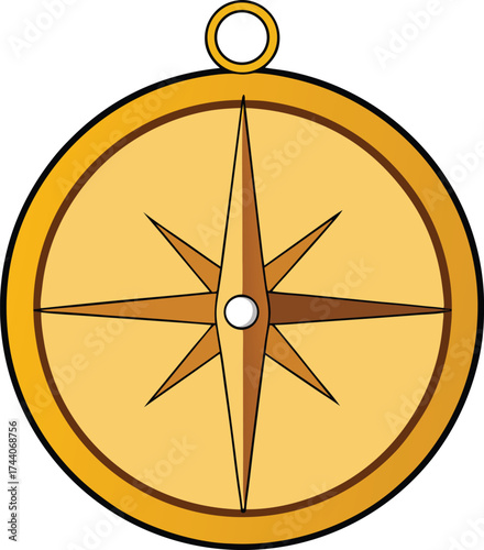 Shiny golden compass navigation tool vector illustration isolated on eps transparent background