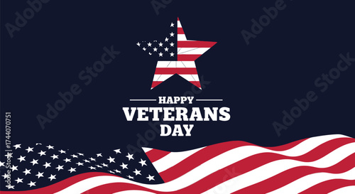 Happy veterans day patriotic star american flag background