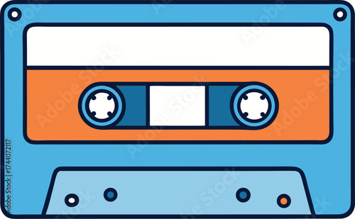 Retro cassette tape illustration vector graphic scalable audio media music nostalgia icon transparent background