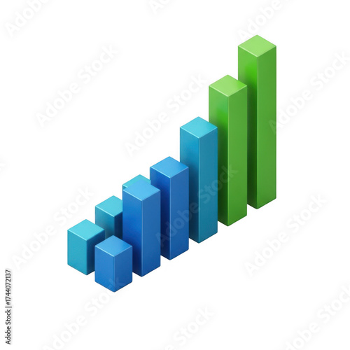 Isometric bar chart showing upward growth and increasing data trends in finance transparent background Free Download Isometric bar chart showing upward growth and increasing data trends in finance transparent background - GFXLoad