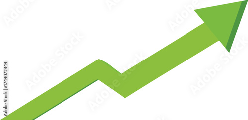 Green arrow pointing upwards indicating growth and success