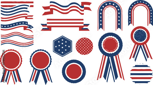Patriotic clip art set red white and blue american decorations