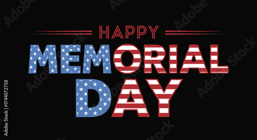 Happy memorial day vector patriotic american flag background