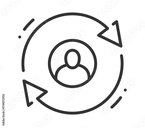 Simple user rotation icon with arrows and person symbol