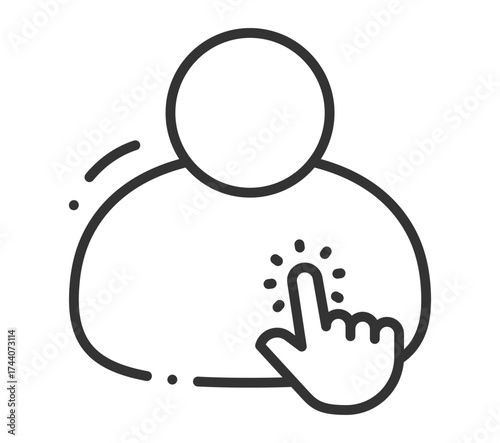 Simple outline of person with hand icon indicating interaction