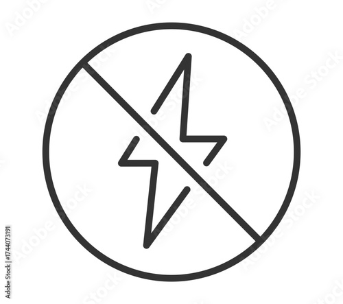 No electricity symbol: energy alert circle with slash