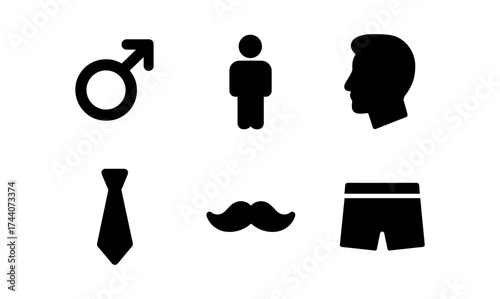 Minimalist male symbols and icons for gender and fashion concepts