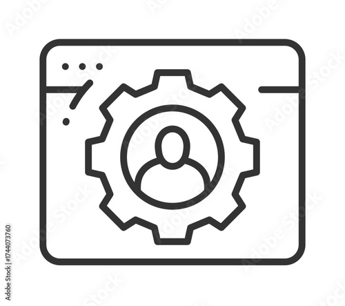 Profile icon inside gear on webpage interface for user settings and configuration