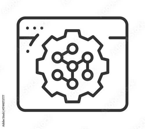 Website browser window with gear and circuit lines icon symbolizing online settings