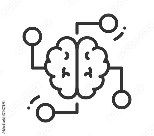 Schematic brain with neural network connections illustration