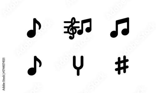 Musical notes and symbols collection in minimalist design