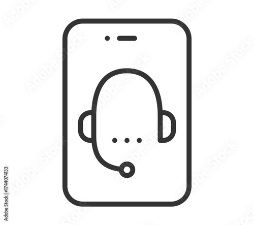 Icon of a smartphone screen with a headset for customer support communication