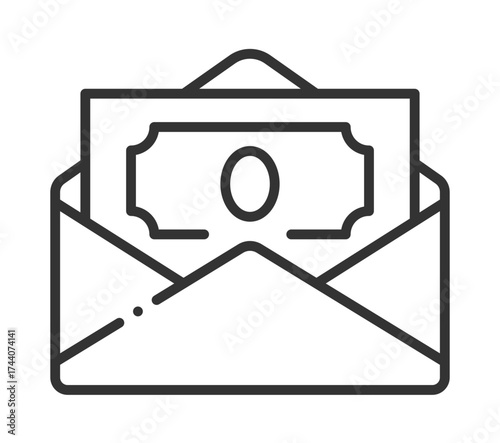 Outline icon of envelope with person symbol indicating email communication