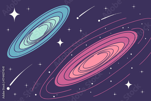 Abstract cosmic nebula with vibrant starburst effect and celestial elements