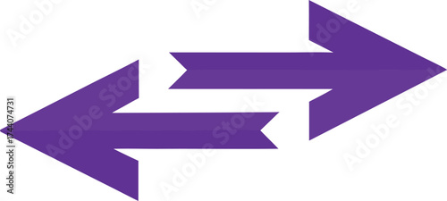 Two purple arrows pointing in opposite directions symbolizing exchange or transfer