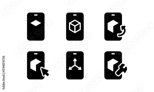 Mobile app icons for 3d modeling and augmented reality interface design