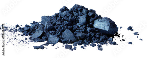 Dark-blue, fragmented mineral pile