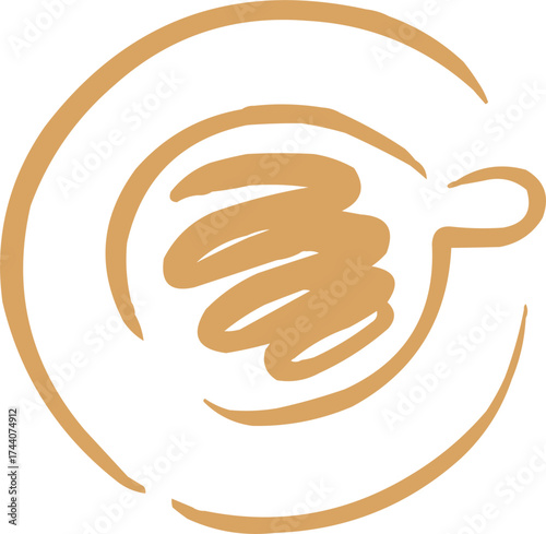 Outlined had drawn illustrations. Coffee logo. Hand drawn ink icon. Cup of coffee 