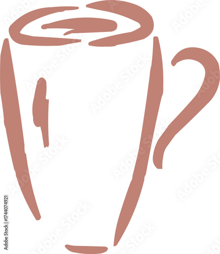 Outlined had drawn illustrations. Coffee logo. Hand drawn ink icon. Latte