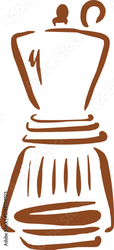 Outlined had drawn illustrations. Coffee logo. Hand drawn ink icon. Coffee maker 