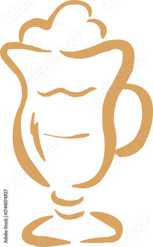 Outlined had drawn illustrations. Coffee logo. Hand drawn ink icon. Latte