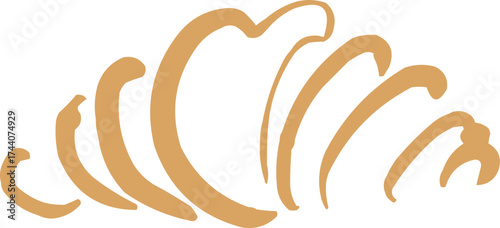 Outlined had drawn illustrations. Coffee logo. Hand drawn ink icon. Croissant 