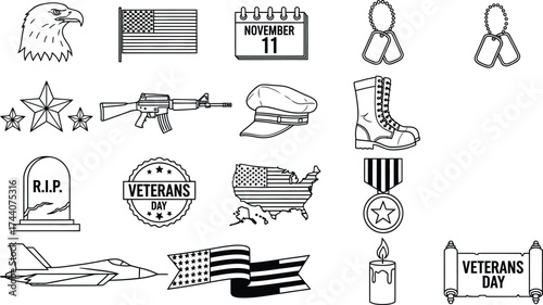Veterans day clip art vector graphics and outline illustrations