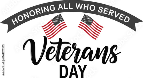 Veterans day honoring all who served with american flags image