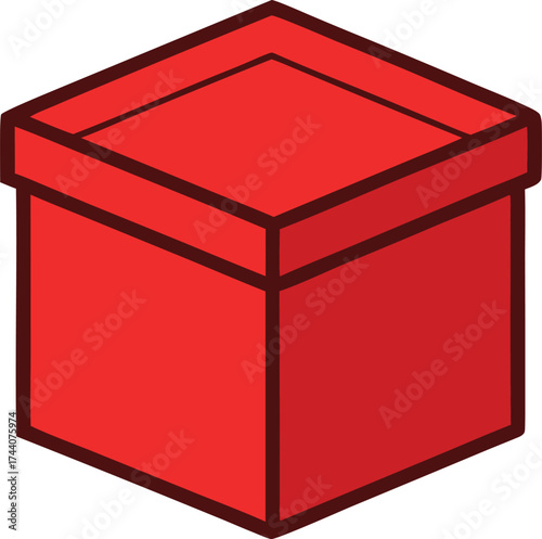 Simple isometric red gift box with lid