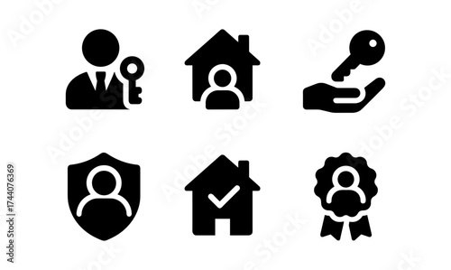 Real estate and security icons collection for business and home protection