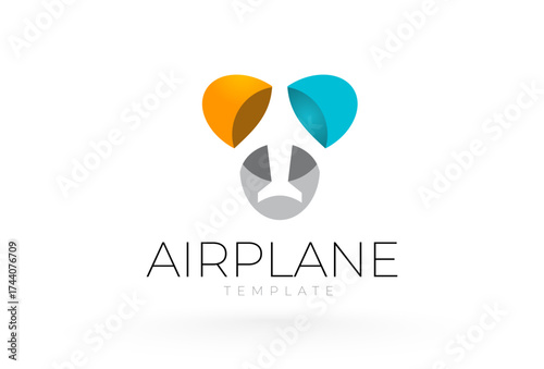 Airplane logo abstract plane silhouette vector white background