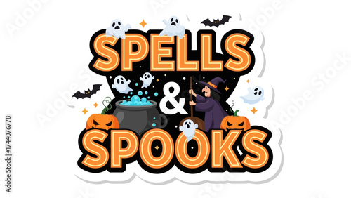 Spells and Spooks: A whimsical Halloween scene comes to life with spooky imagery.