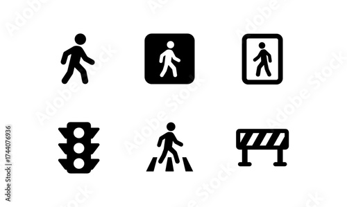 Minimalist pedestrian and traffic icons for road safety design projects