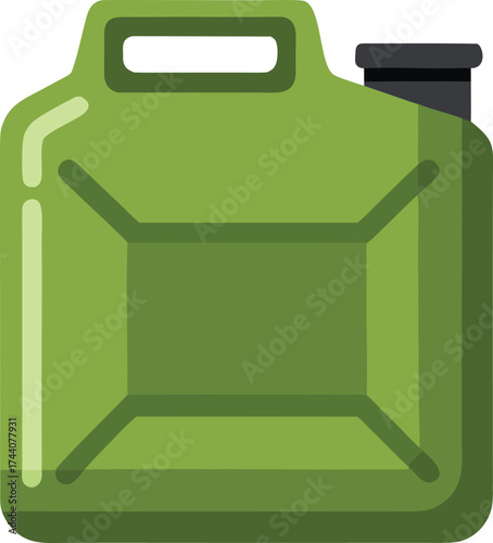 Green jerry can fuel container isolated on white background